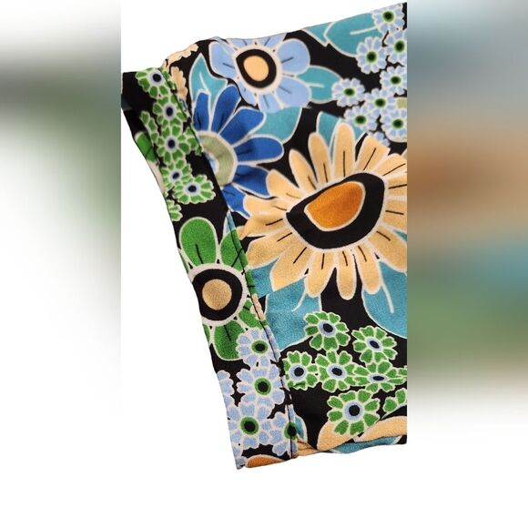 CAbi Happy Top 5900 Blouse Retro Short Sleeve Floral Button Peplum Green‎ Blue M - Picture 13 of 16